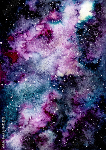 Watercolor Violet And Blue Nebula