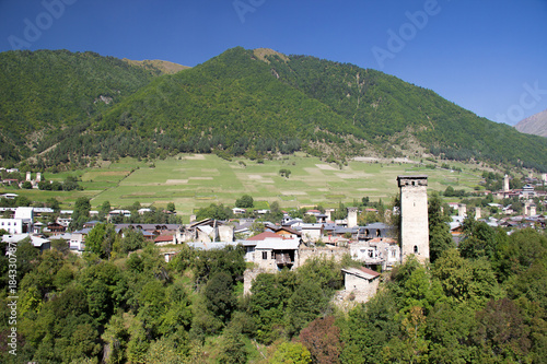 Mestia Svaneti Georgia - Svan tower photo