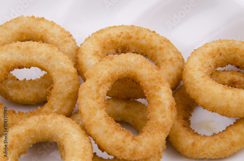 onion ring in white plate
