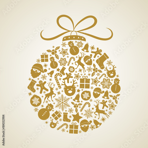 Golden Christmas ball. Vector.