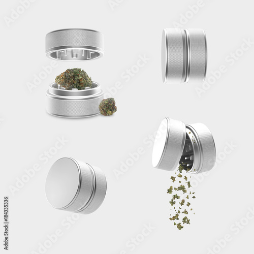 Fotografie, Tablou Medical Cannabis - Marijuana Herb Grinder - Isolated