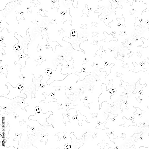 the ghosts of Halloween on a white background. For postcard  invitation  poster. Seamless pattern.