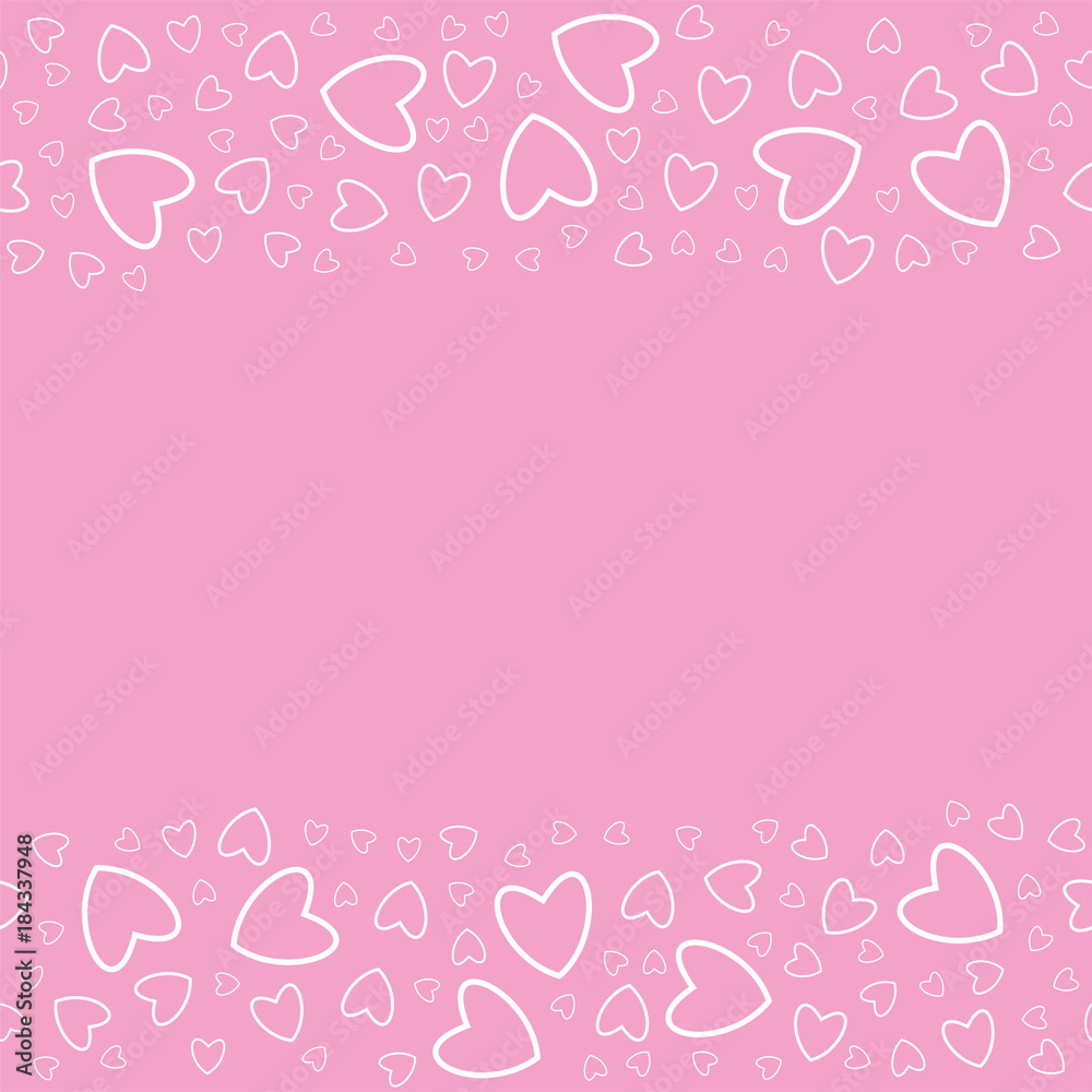 frame of hearts on a pink background prints, greeting cards, invitations for holiday, birthday, wedding, Valentine's day, party.
