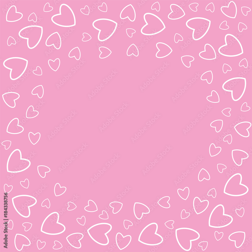 frame of hearts on a pink background prints, greeting cards, invitations for holiday, birthday, wedding, Valentine's day, party. frame of hearts on a pink background prints, greeting cards, invitations for holiday, birthday, wedding, Valentine's day, party.