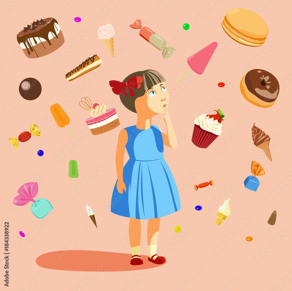 little girl on the background of confectionery little girl on the background of confectionery