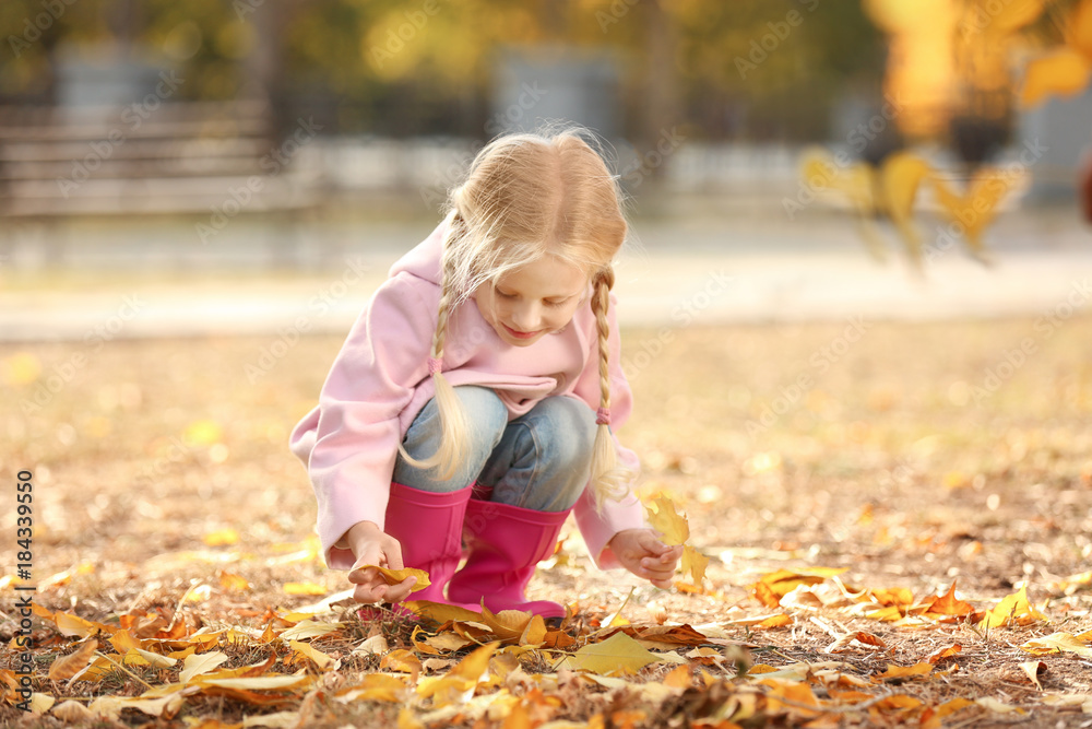 Cute little girl in autumn park Cute little girl in autumn park