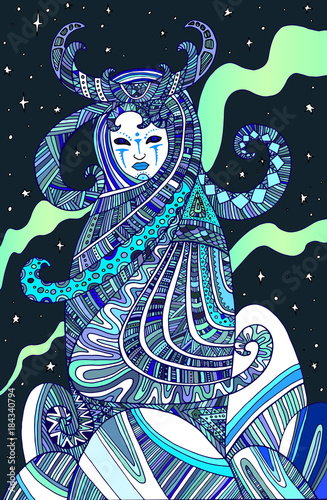 Mystic occult girl coloring book.