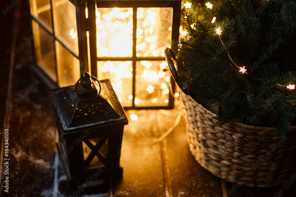 Self-made big lantern with LED lights garland - The dark nights of winter have already arrived and Christmas is coming soon. Self-made big lantern with LED lights garland - The dark nights of winter have already arrived and Christmas is coming soon.