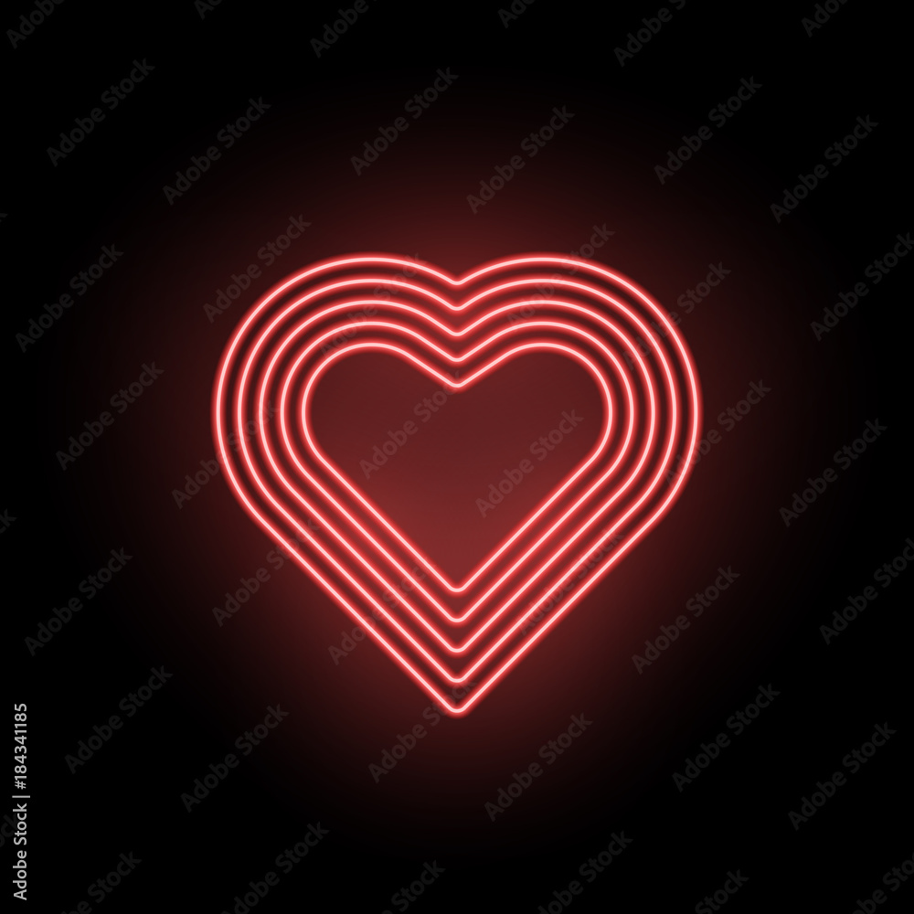 Vector Neon Heart, Neon Silhouette of Red Heart Vector Neon Heart, Neon Silhouette of Red Heart