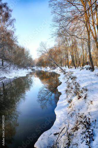 Scenic view of the river and trees in winter © pilat666
