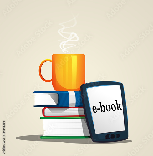 E-book, stack of books, eps 10