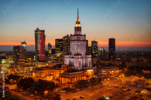Aerial photo of the Palace of Culture and Science in Warsaw P