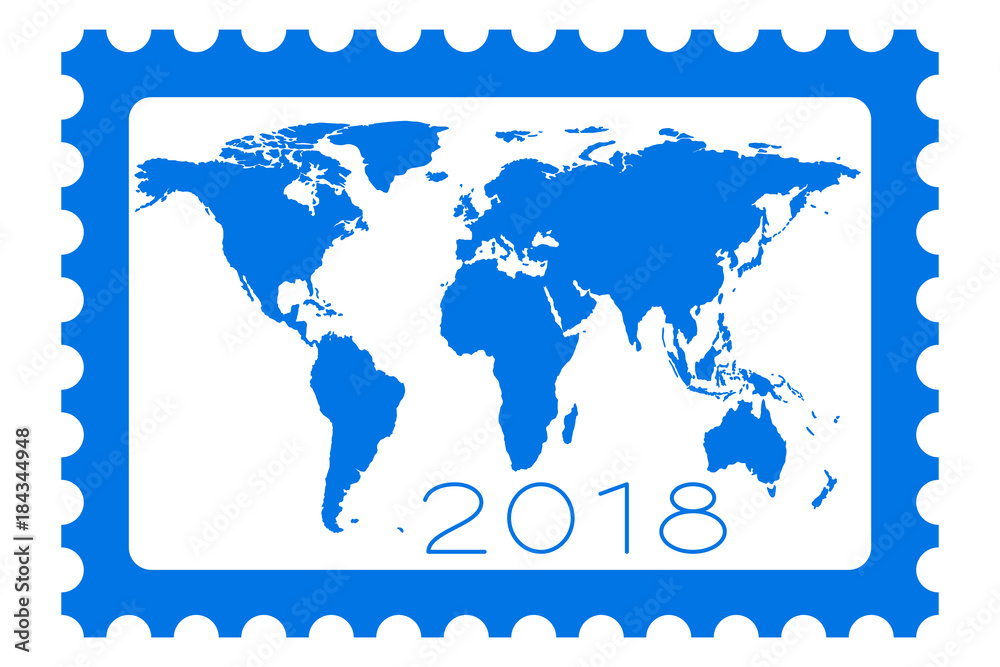 Obraz premium Map on stamp 2018 lettering