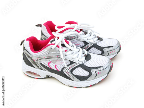 New unbranded running shoe, sneaker or trainer isolated on white