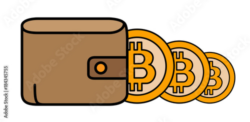 3 Bitcoins outside of the leather wallet