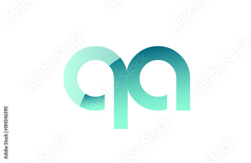 green gradient pastel modern qa q a alphabet letter logo combination icon design