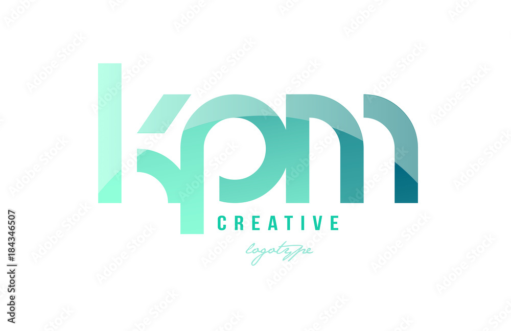 green gradient pastel modern kpm k p m alphabet letter logo combination icon design - obrazy, fototapety, plakaty 