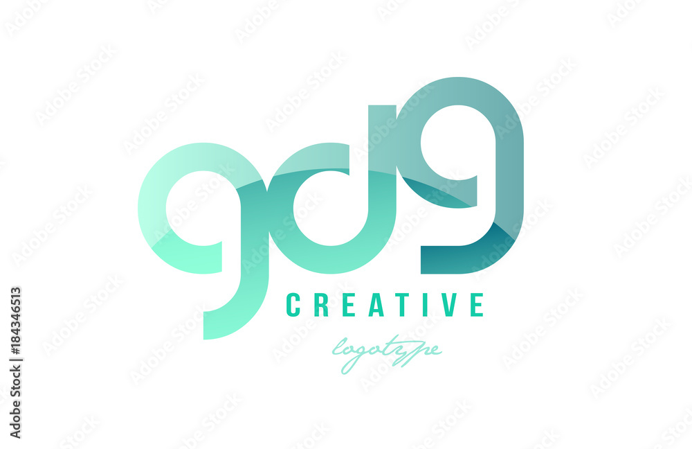 green gradient pastel modern gd9 g d 9 nine alphabet letter logo combination icon design