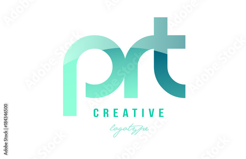 green gradient pastel modern prt p r t alphabet letter logo combination icon design