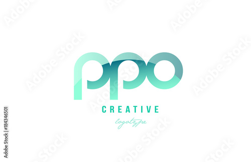 green gradient pastel modern ppo p p o alphabet letter logo combination icon design