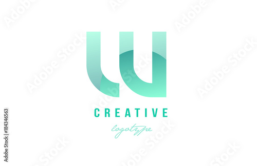 w green pastel gradient alphabet letter logo icon design