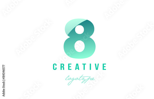 8 eight green pastel gradient number numeral digit logo icon design