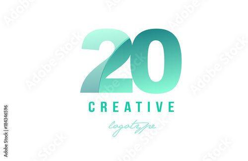 20 green pastel gradient number numeral digit logo icon design