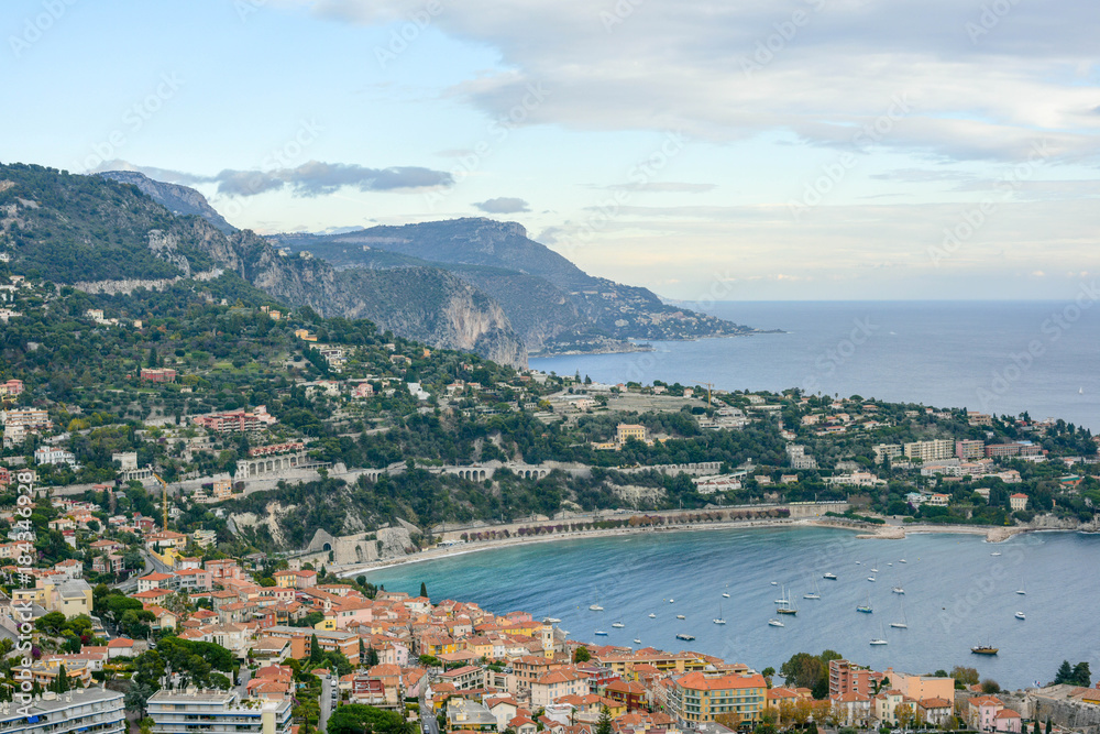 Attractions and architecture of the resort town of the azure coast of France Villefranche
