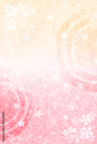 桜　年賀状　和紙　背景