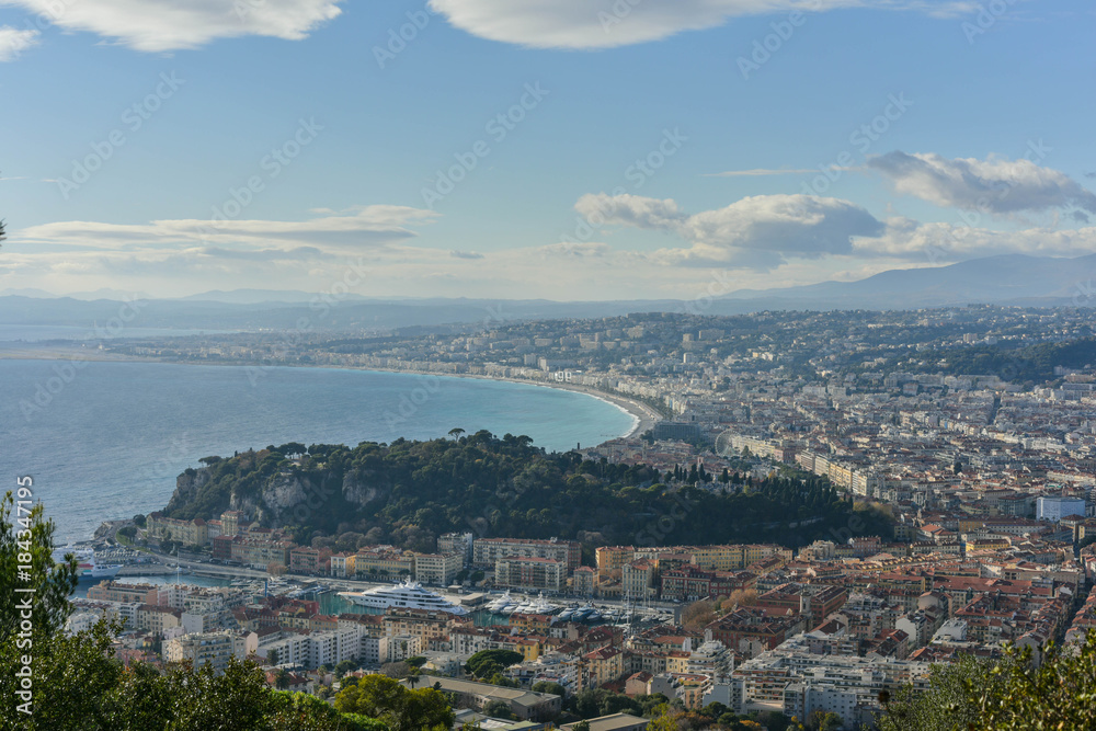 sights and architecture of the resort city of the azure coast of France Nice, top view