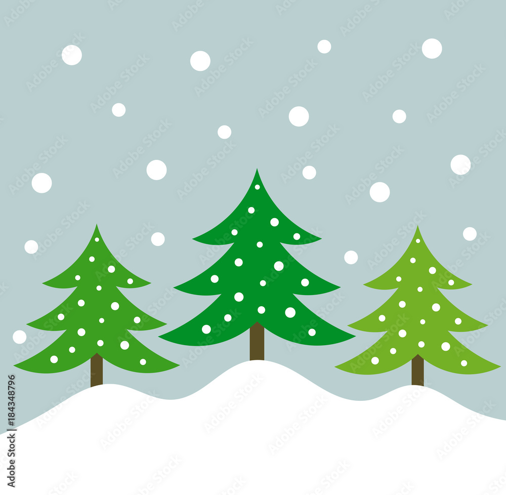 Christmas trees winter card