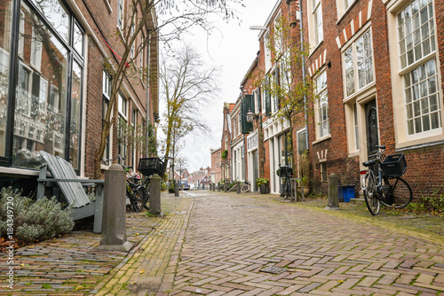 Streets of beautiful city of Haarlem, Netherlands