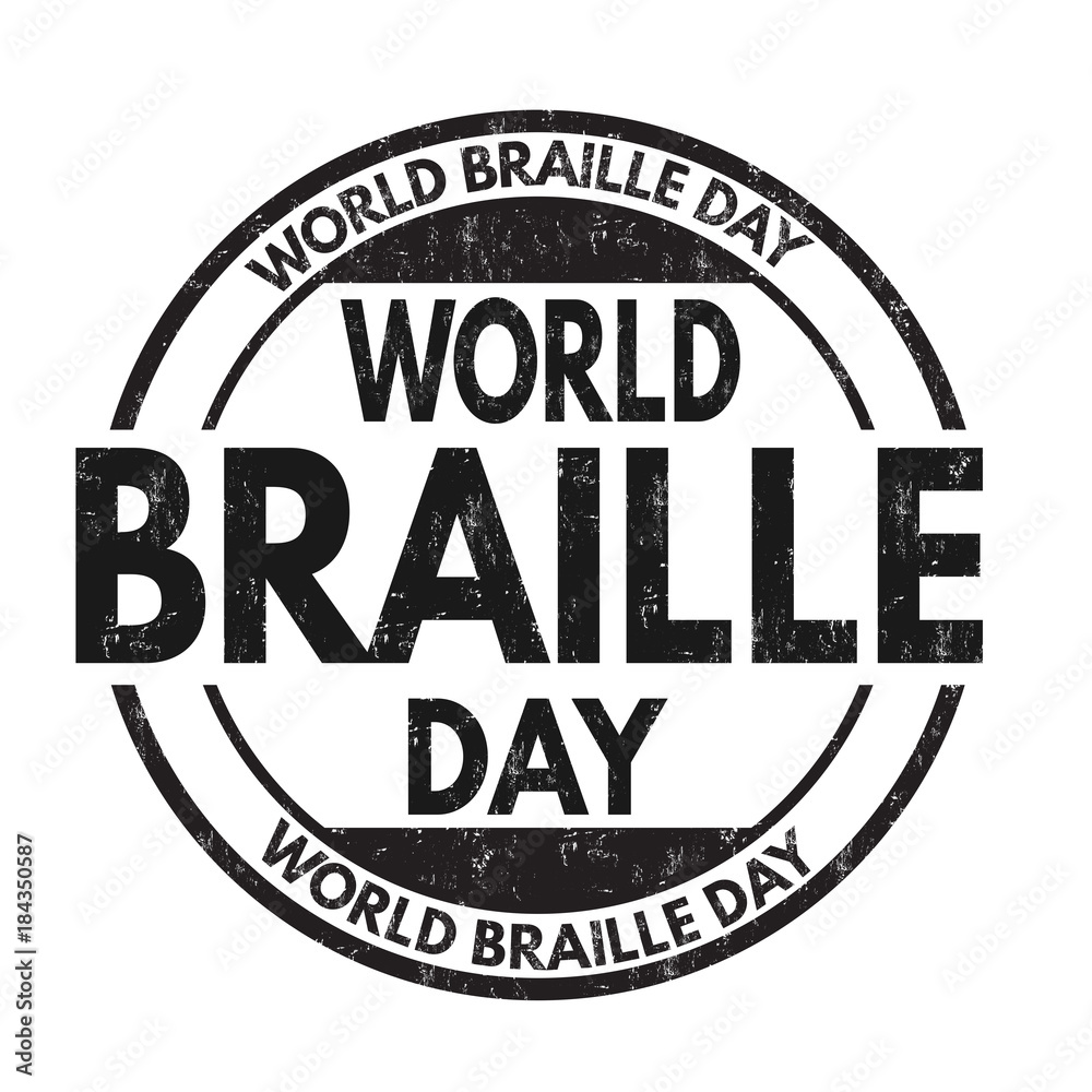 World braille day grunge rubber stamp