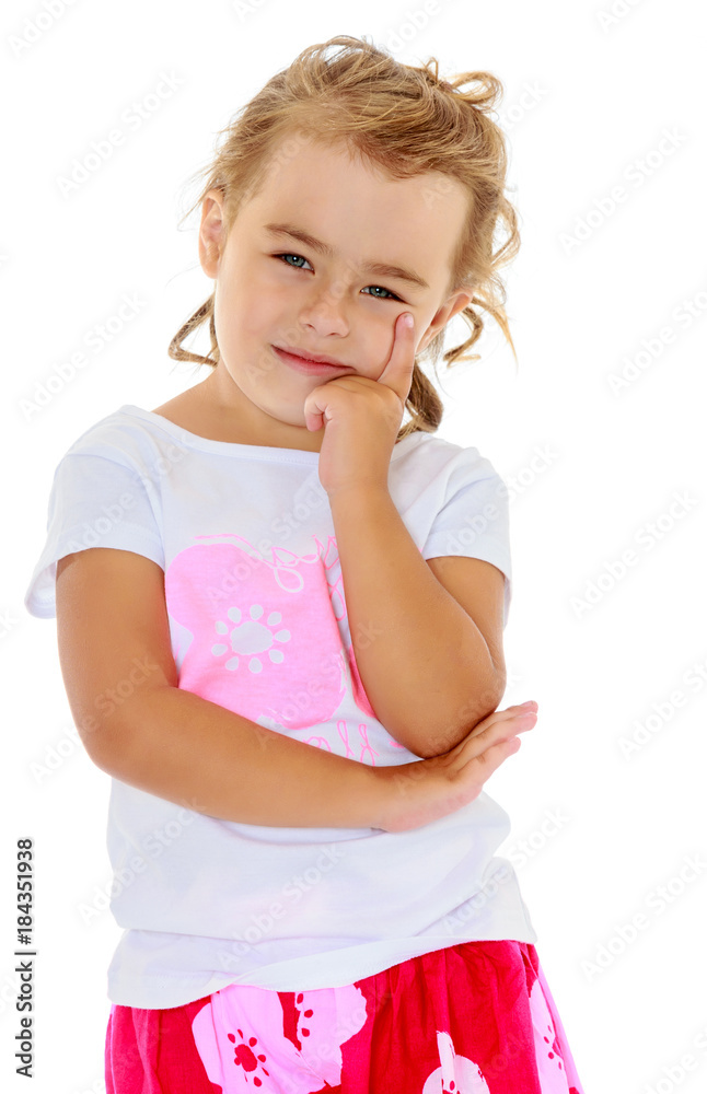 Beautiful little girl dreaming about something. Beautiful little girl dreaming about something.