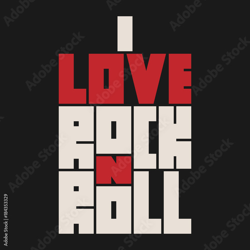 Rock n Roll lettering with grunge effect. T-shirt fashion Design. Template for banner, sticker, concert flyer, music label, sound emblem, poster.