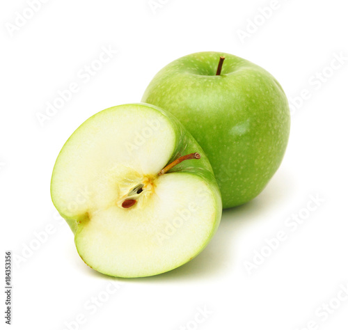 isolated green apple fruit on white background