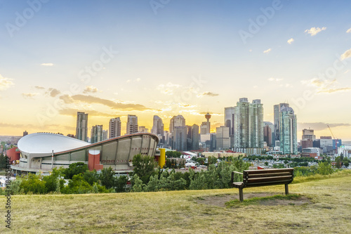 Downtown of Calgary at sunset during summertime, Alberta, Canada