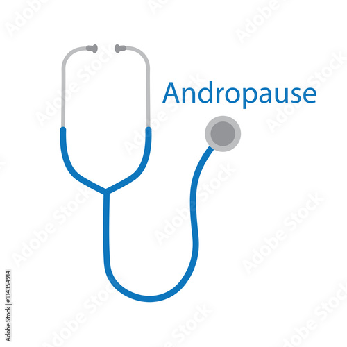 Andropause text and stethoscope icon- vector illustration