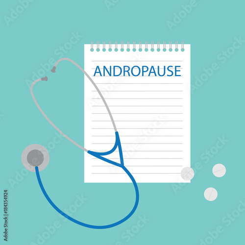 andropause written in notebook- vector illustration