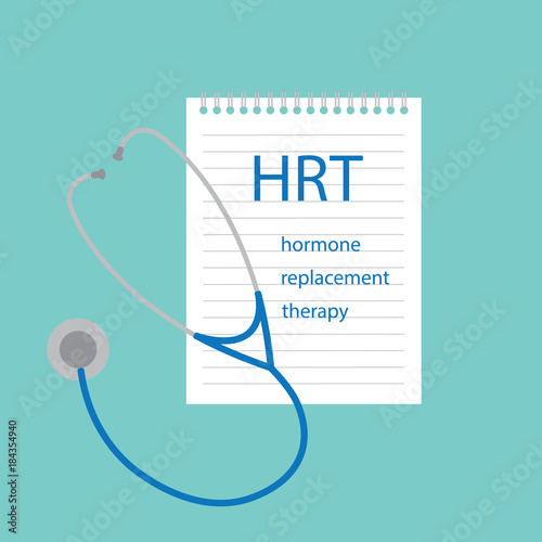 HRT Hormone Replacement Therapy written in notebook- vector illustration