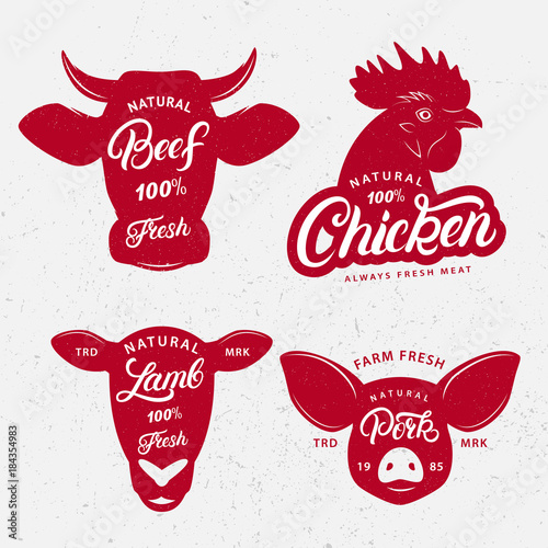 Set of butchery logo, label, emblem, poster.