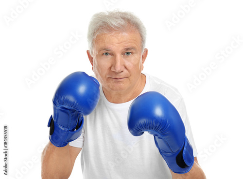 Mature man on white background