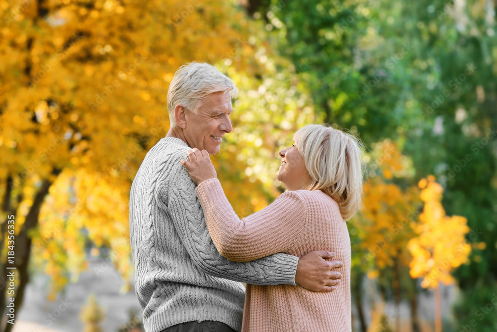 Cute elderly couple dancing in autumn park Cute elderly couple dancing in autumn park