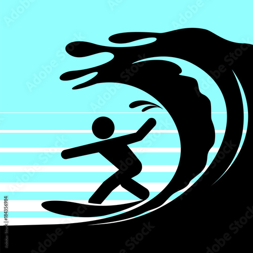 Pictogram of a person water surfing. Vector illustration of a motorcyclist in a regular traffic. 