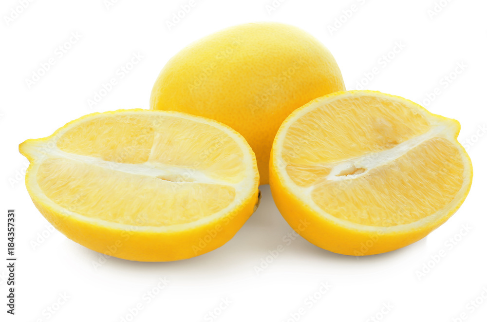 Fresh ripe lemons on white background Fresh ripe lemons on white background