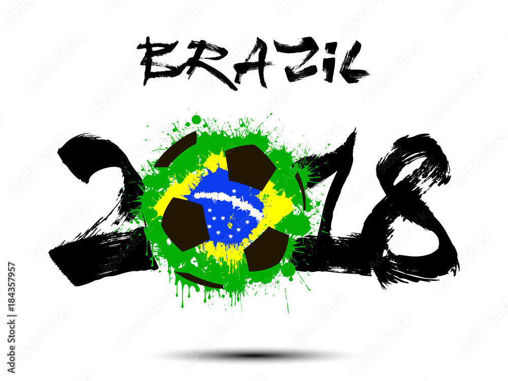 Fototapeta premium Abstract number 2018 and soccer ball blot