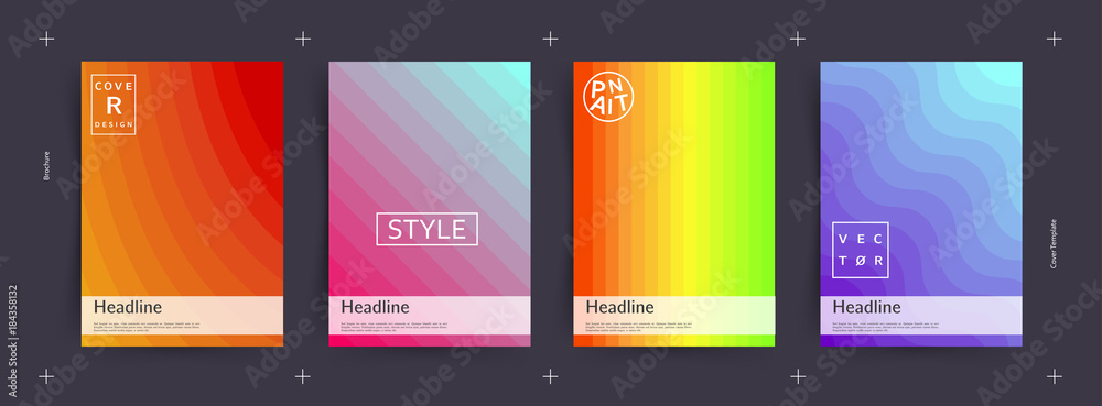 Colorful abstract covers set. Cool gradient shapes composition. Eps10 vector.