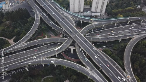 Aerial hyperlapse video of highway traffic in Shanghai