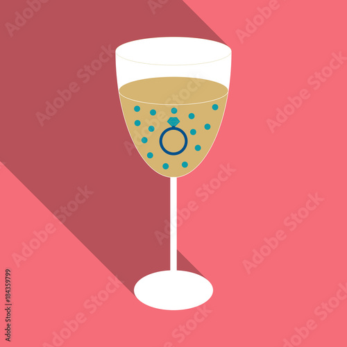 wine glass icon with wedding ring