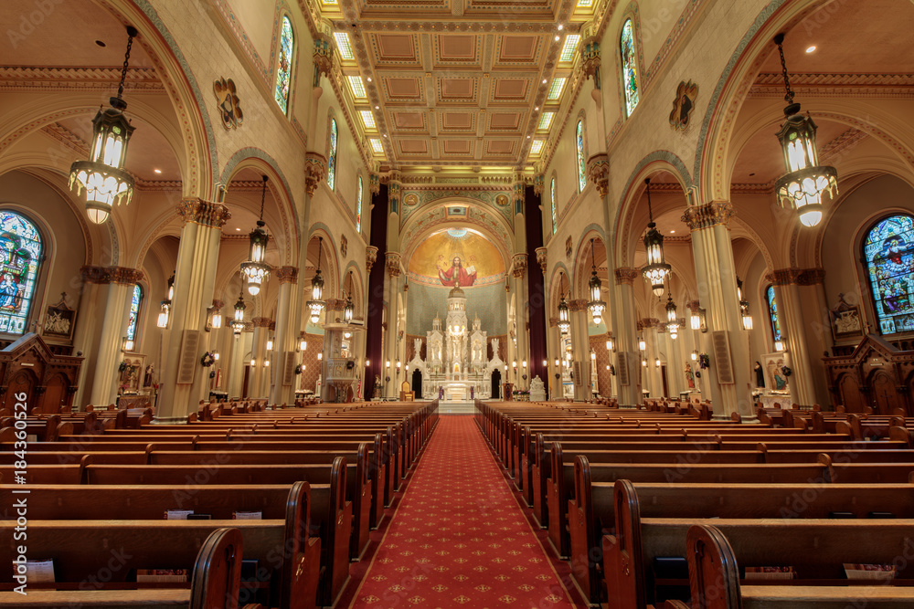 Interior of Saints Peter and Paul Church. Inside Saints Peter and Paul Church in San Francisco.